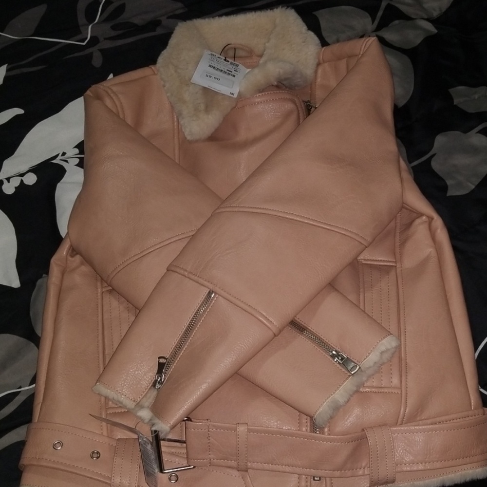 Zara kids Faux leather coat.